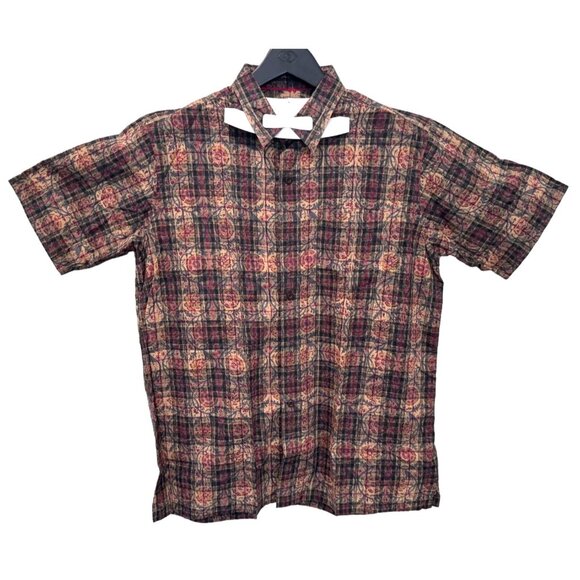 Orvis Classic Fit Short Sleeve Plaid Green Tan Button Up Shirt Men's Large - Picture 1 of 4